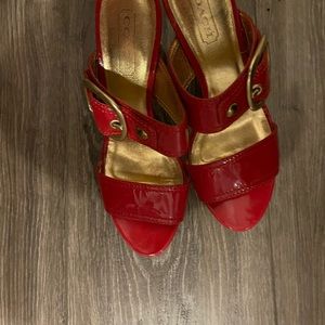 Coach red open toe heels shoe 61/2